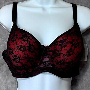Paramour Red and Black Bra Size 38D Style: P5152